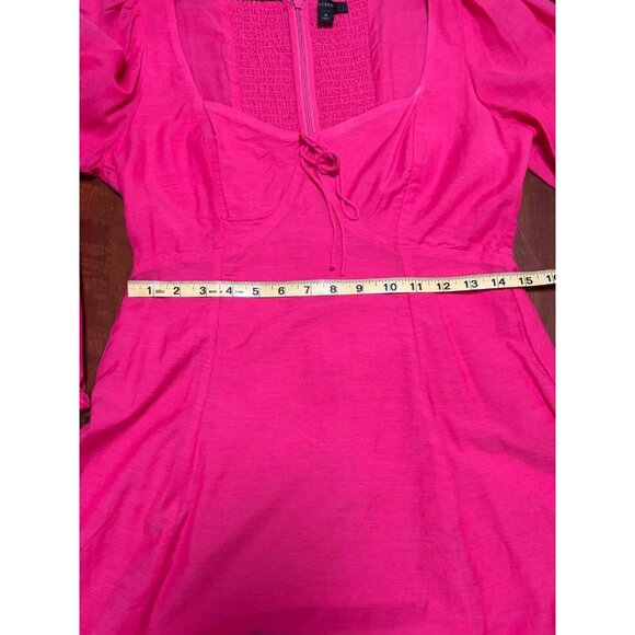 J Crew Fuchsia Pink Size 6 Sweetheart Neckline Long Sleeve Knee Length Dress - Picture 4 of 9